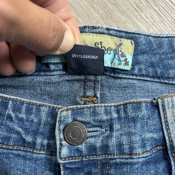 Too-She-She Women's‎ Size 14 Nordstrom Crop Ribbon Jeans Denim Zebra Boho - Picture 7 of 11